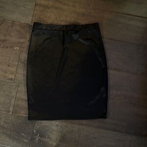 Black satin mini skirt